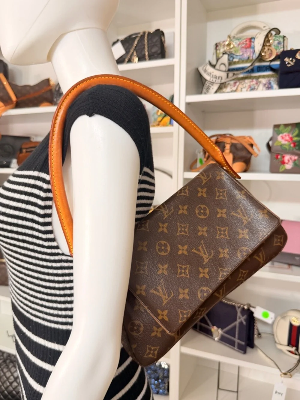 Authentic Louis Vuitton Monogram Mini Looping Loop PM Canvas Shoulder Bag